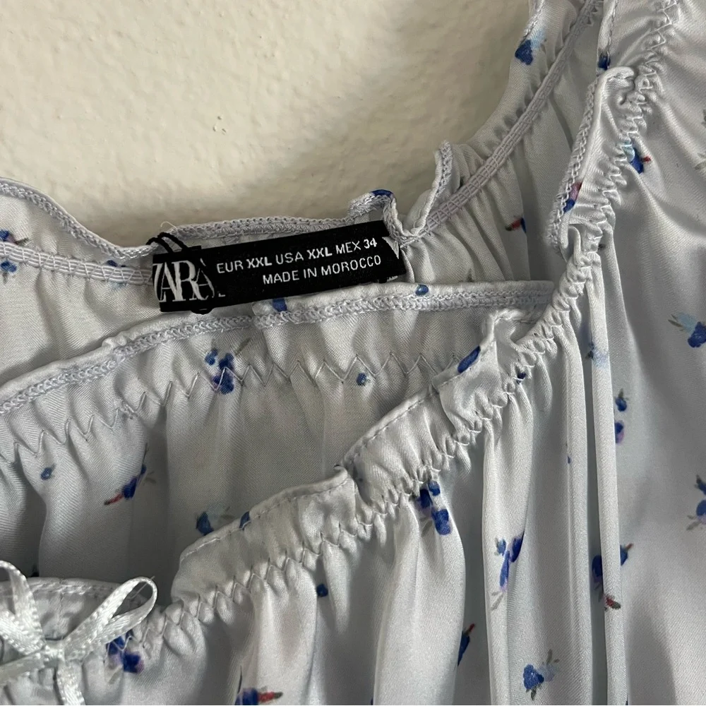 Zara Ruffled Satin Effect Top | Floral Print - Picture 5 of 6